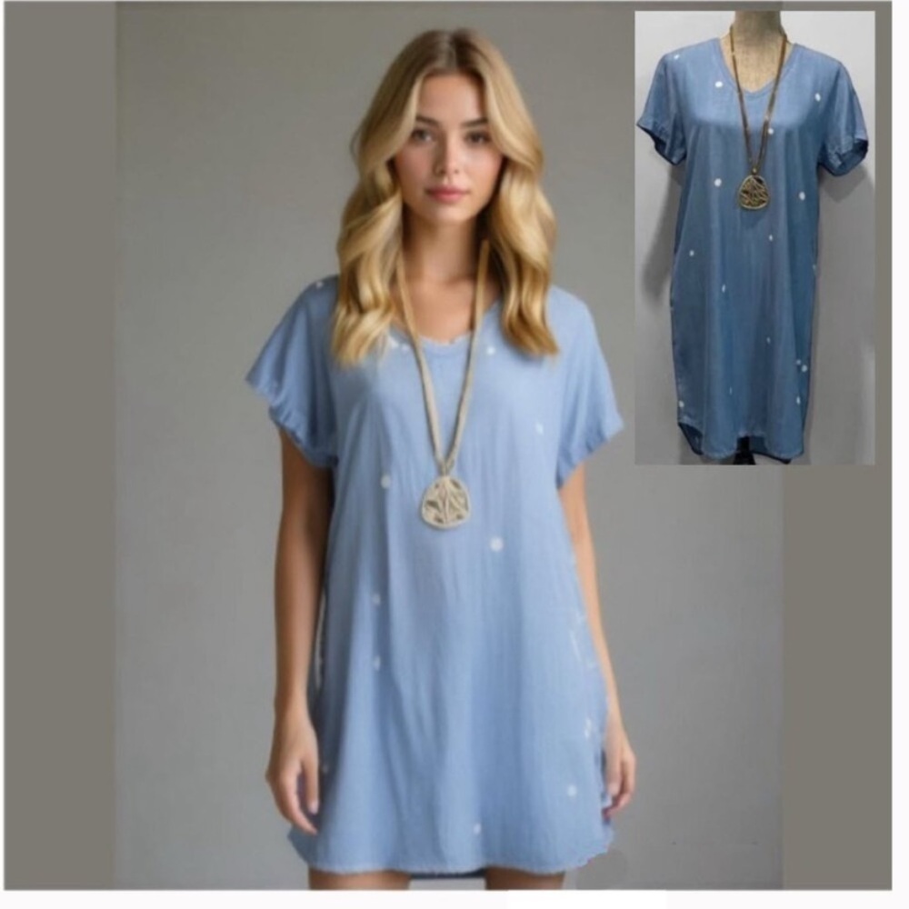 Velvet Heart Blue Chambray Polka Dotted Dress